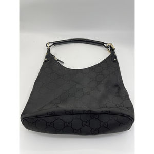 Gucci Black Canvas Hobo Shoulder Bag